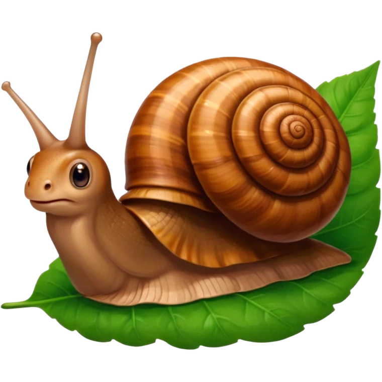 brown Snail with Long hair on leaf emoji