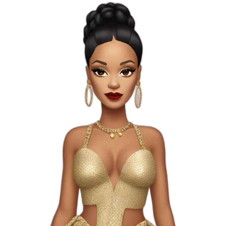 Rihanna with exotic outfit and makeup  emoji