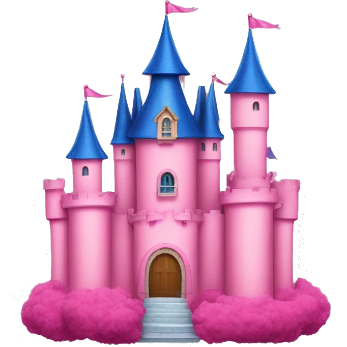 Pink fairytale castle with blue roof emoji