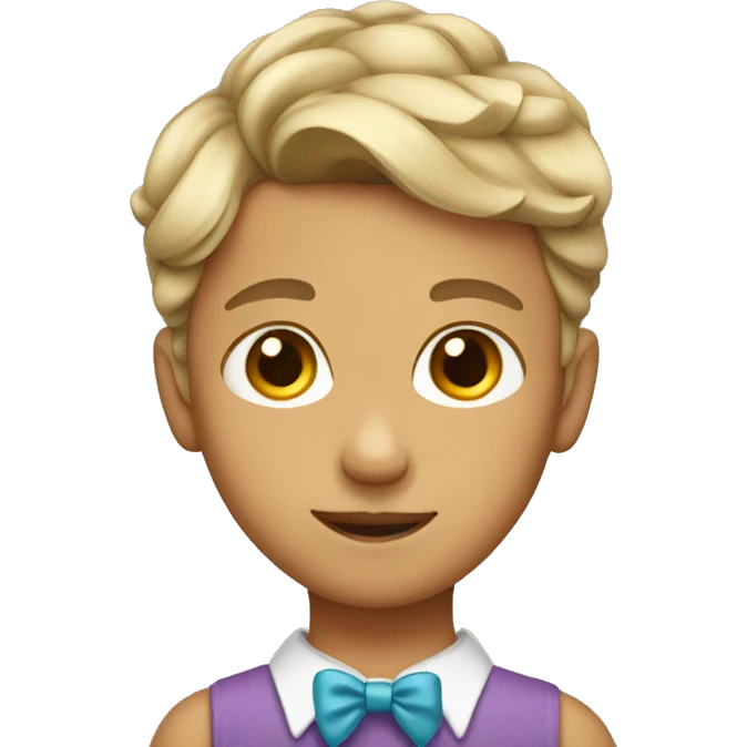 boy wearing dress and bow in hair emoji