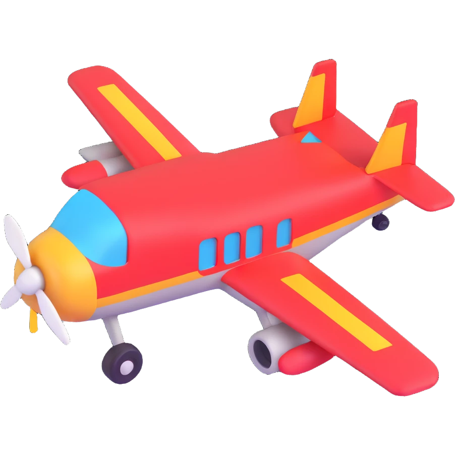 a gear, plane emoji