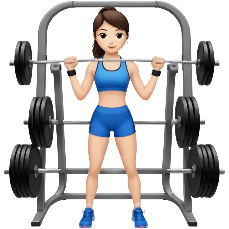Brunette fair skin girl gym working out weights emoji