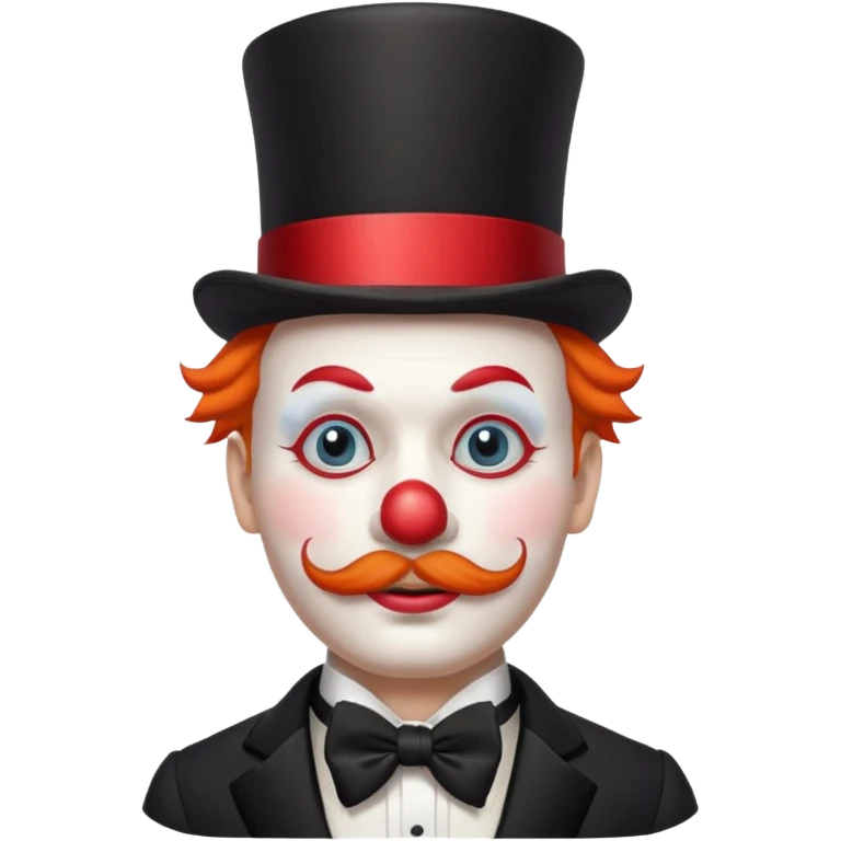 Elegant clown — tuxedo, mustache, white painted face emoji