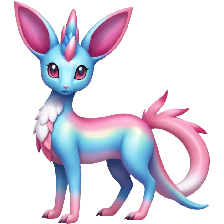 Colorful Iridescent Exotic Amaura-Salazzle-Aurorus-Sylveon-Fakémon-hybrid-creature (full body)  emoji