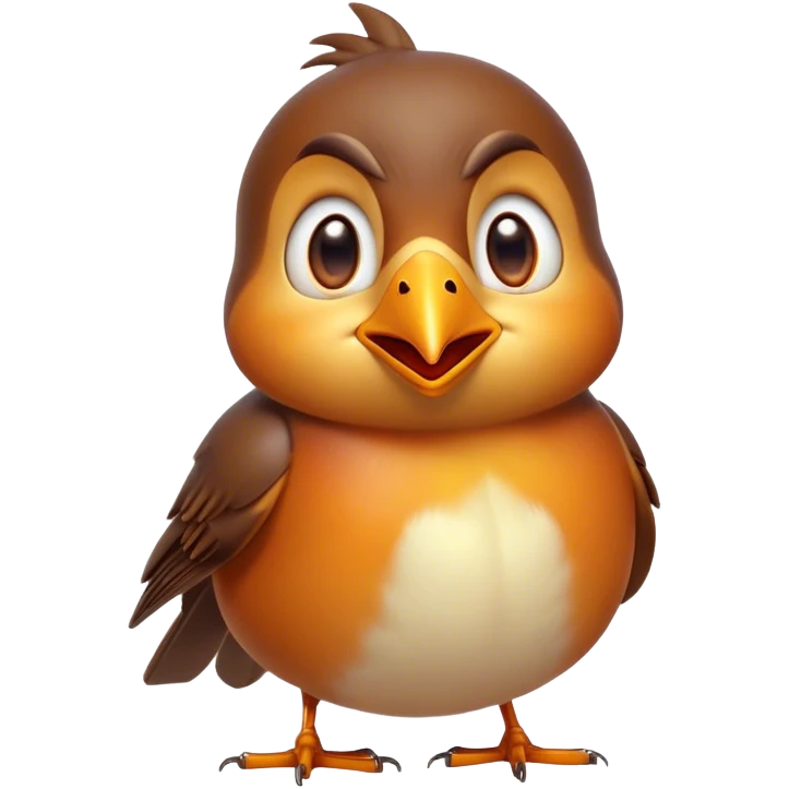 Cinematic Comical Robin Portrait Emoji, Head tilted dramatically with an exaggeratedly shocked expression, featuring a petite, vibrant form with wide, comically expressive eyes full of playful disbelief and a subtly animated beak, Simplified yet hilariously expressive features, highly detailed, glowing with a slightly sassy glow, high shine, dramatic yet playful, stylized with an air of cheeky woodland mischief, soft glowing outline, capturing the essence of a meme-worthy robin that looks ready to side-eye its way into viral fame! emoji