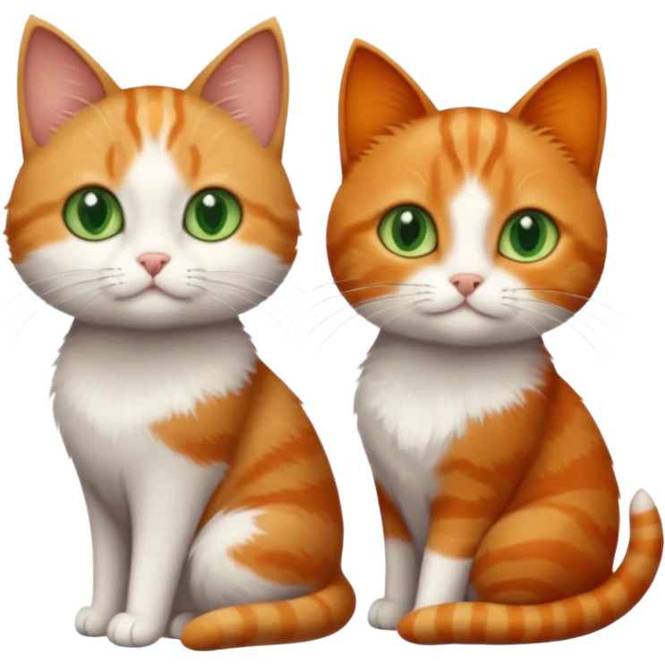 3 tiny different coloured short haired cats including a dark grey and white cat with green eyes, a ginger and white with orange eyes and a brown tabby and white with hazel eyes emoji
