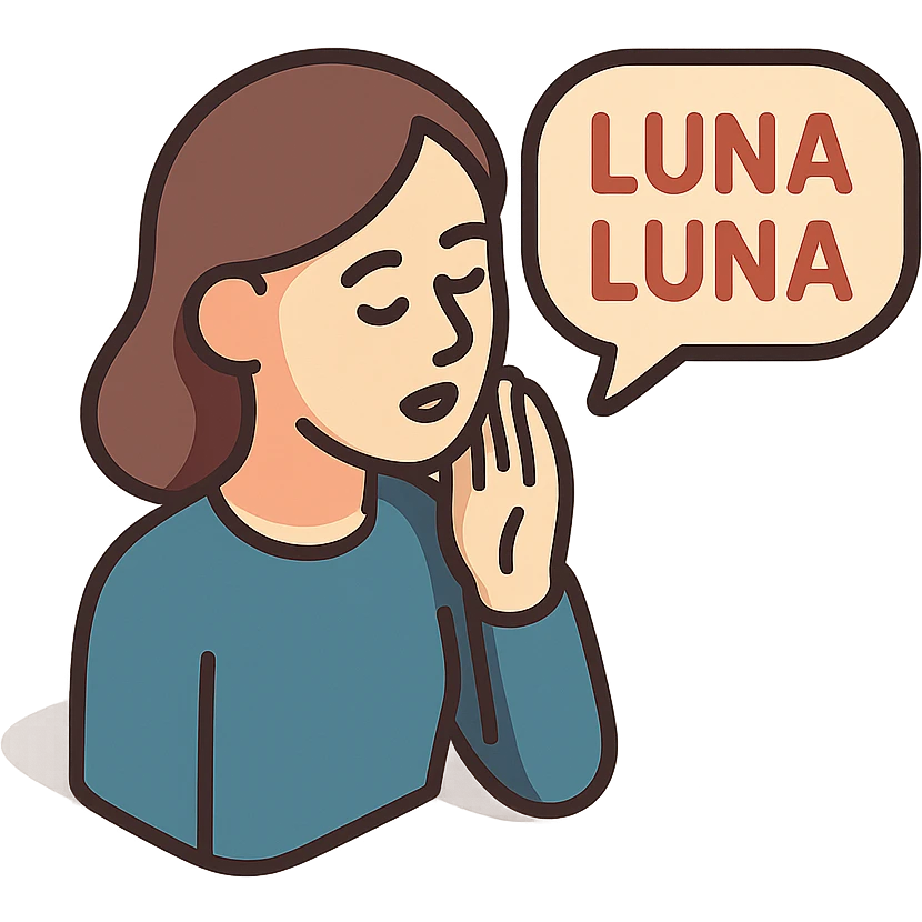 женщина несколько раз произносит - Luna Luna  emoji