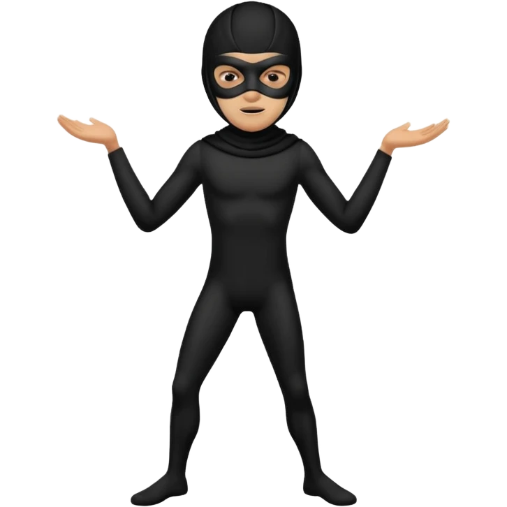 masked figure tiptoeing emoji