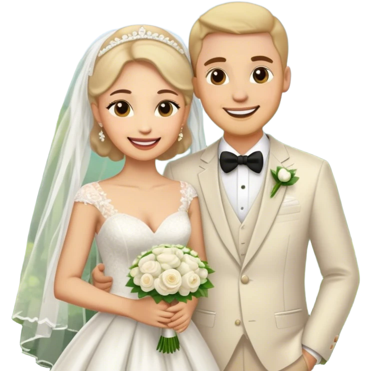 happy wedding couple outdoors emoji
