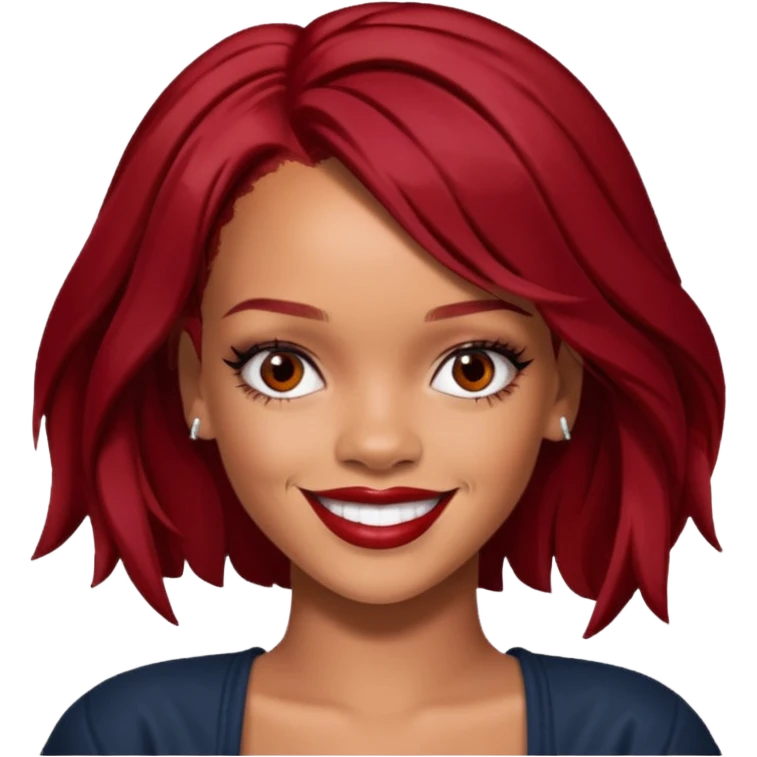 Rihanna with dark red hair emoji