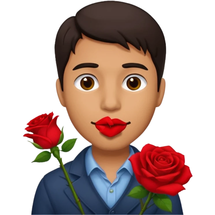 Ağızında gül olan adam emoji