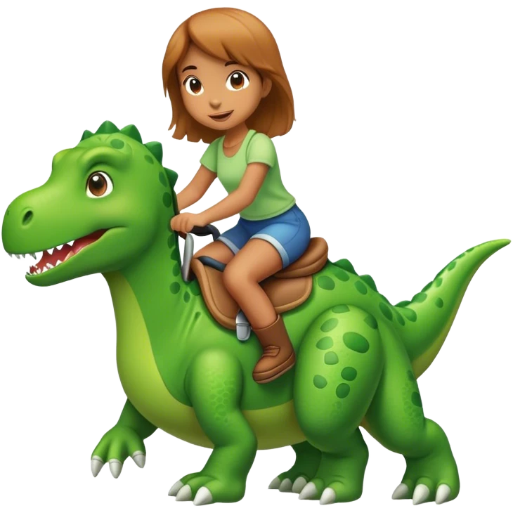 Girl riding a dinosaur emoji