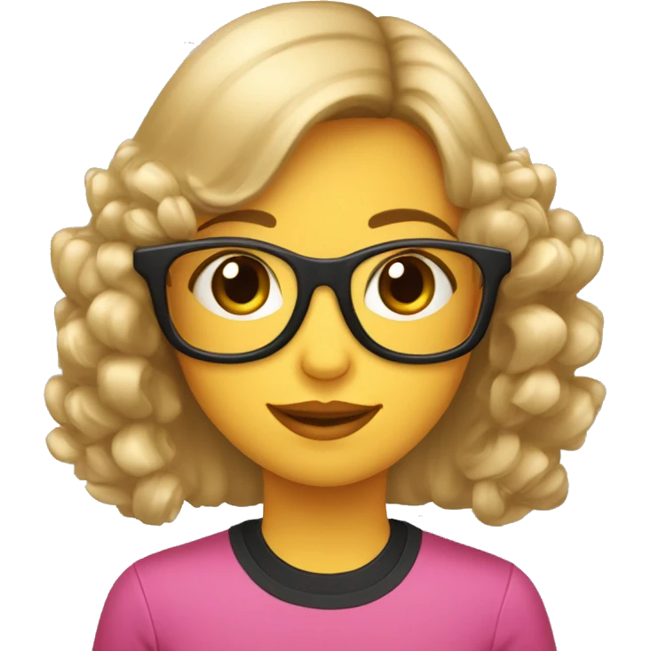Niña de 12 años con de pelo y ojos cafés con unos auriculares de casco  negros con lentes rosas  emoji
