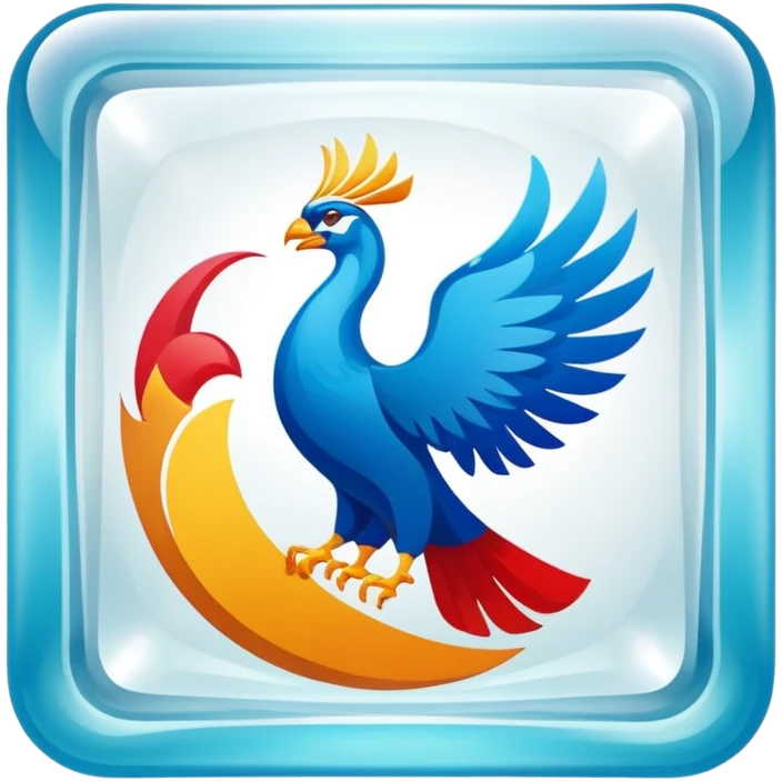 Russian Samokat delivery company logo on a transparent glass square rounded block emoji