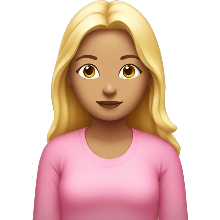 blonde girl in meditation in pink clothes emoji
