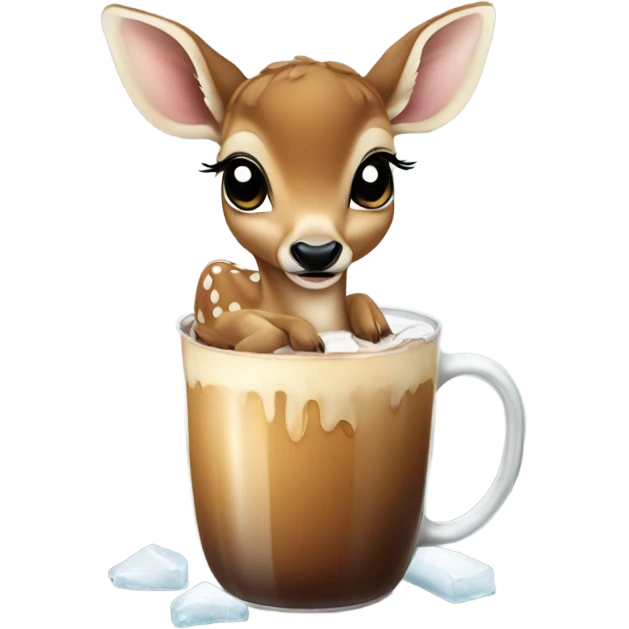 Baby deer drinking iced coffee emoji
