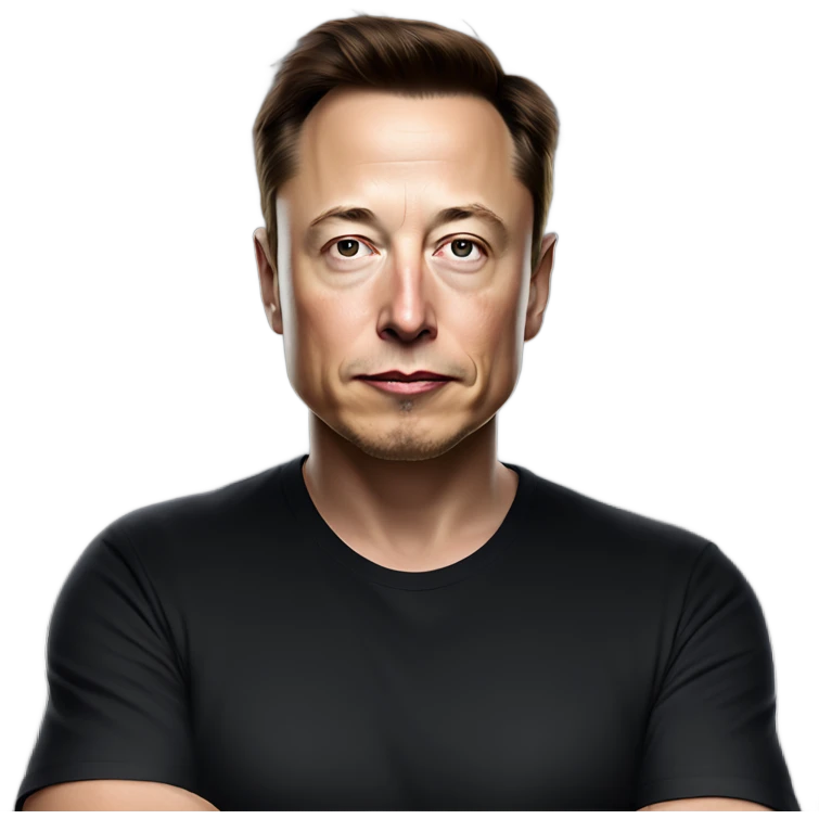 Elon Musk, wearing a black t-shirt and jeans, with a calm and introspective expression. emoji