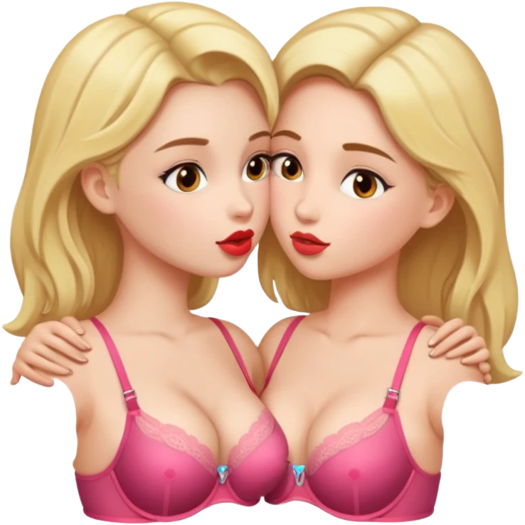 2 girls in bras kissing emoji