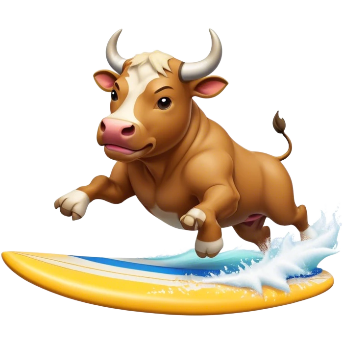 A chill bull is surfing. emoji