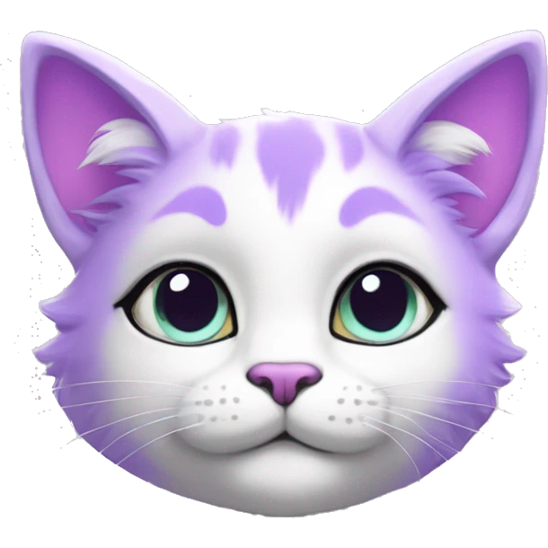 Kawaii colorful bright lilac and white fantasy ethereal anthro feline fursona animal creature emoji