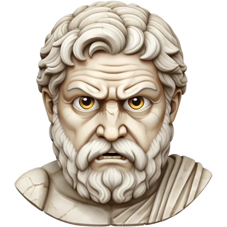 Create a greek statue point at the front with angry fave emoji