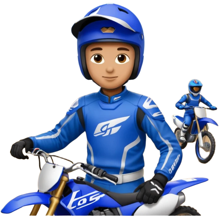 dirtbike rider in blue gear signing autographs emoji