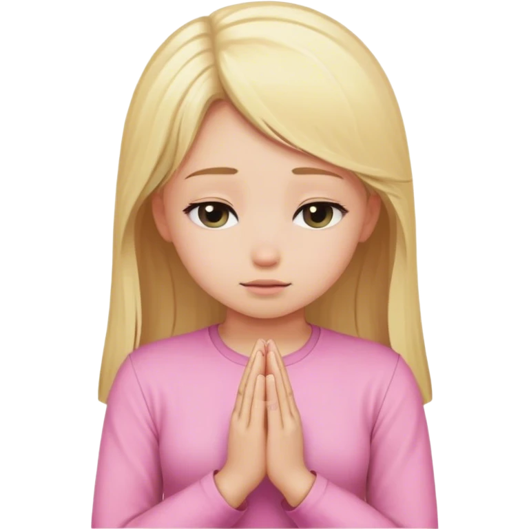 blonde girl with pink shirt praying  emoji