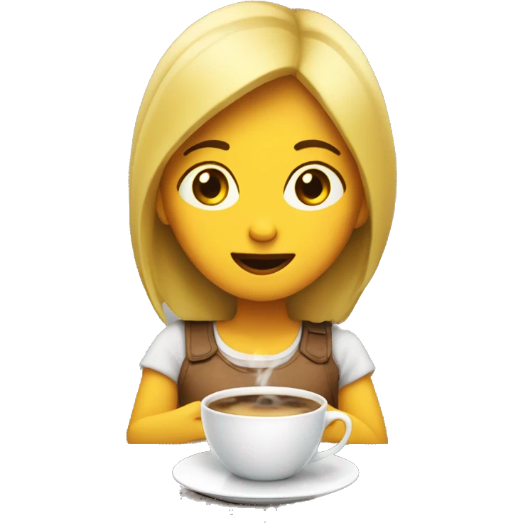 Chica viendo vídeo tomando café  emoji