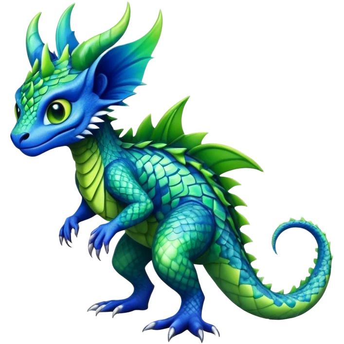 a vibrant colorful edgy vernid-fionbri-creature with splash-scales-patterns full body emoji