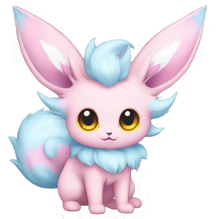 Kawaii Pastel Cotton-Candy-Colored Eeveelution-Cute-Pokémon-fusion full body emoji