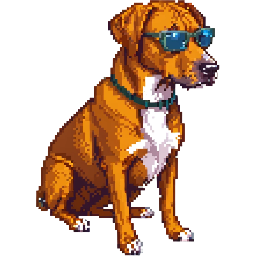 rhodesian ridgeback with sunglasses, pixel art style emoji