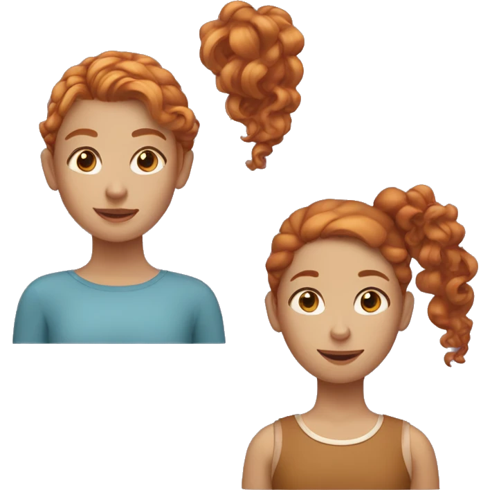 Three girls, one with ginger hair, one with tan skin and a curly ponytail and one with short brown hair emoji