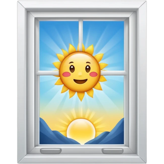 open window with sunlight streaming in, fresh and bright, good morning emoji emoji