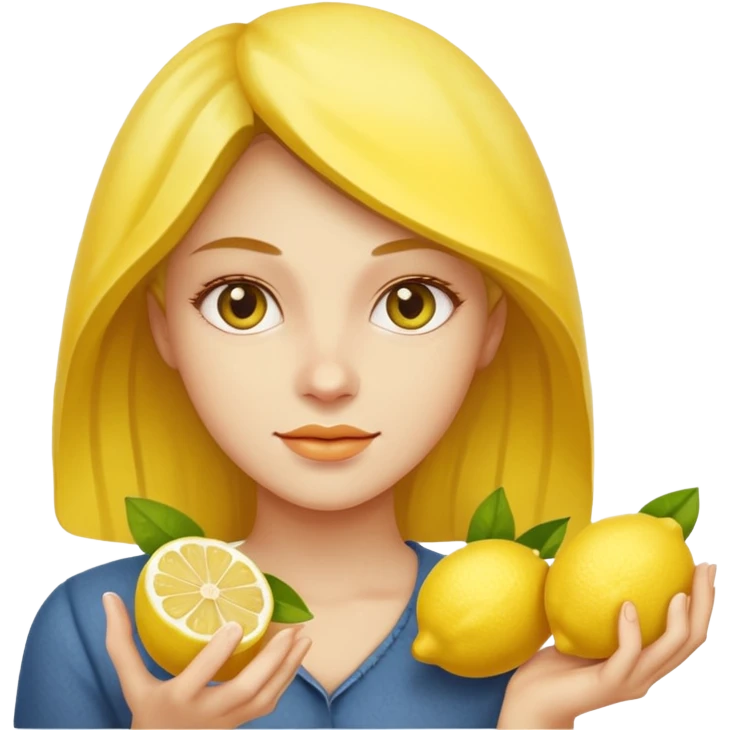 Woman holding lemons emoji
