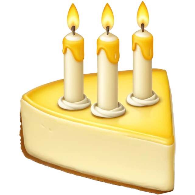 triangle lemon cheesecake on plate and birthday candles emoji
