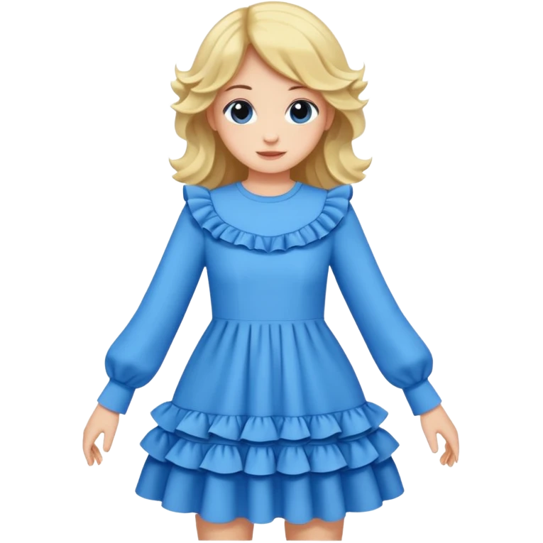 long sleeve blue dress with ruffles emoji