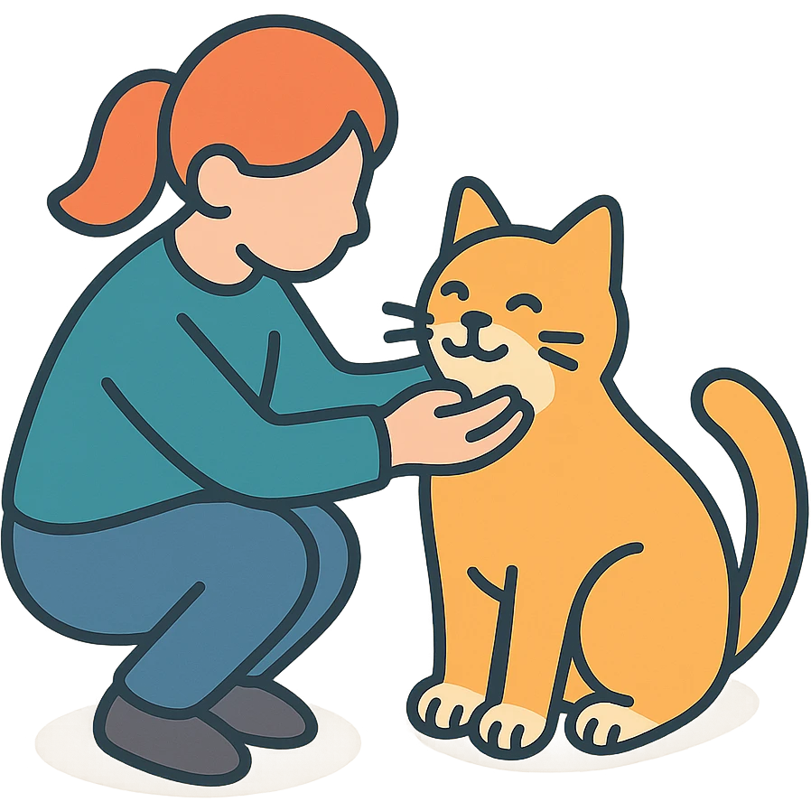 женщина проверяет кошку, чтобы она была здорова и счастлива emoji