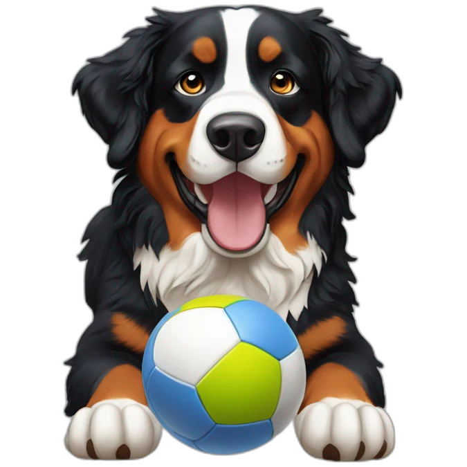 Bernese Mountain Dog catching ball emoji