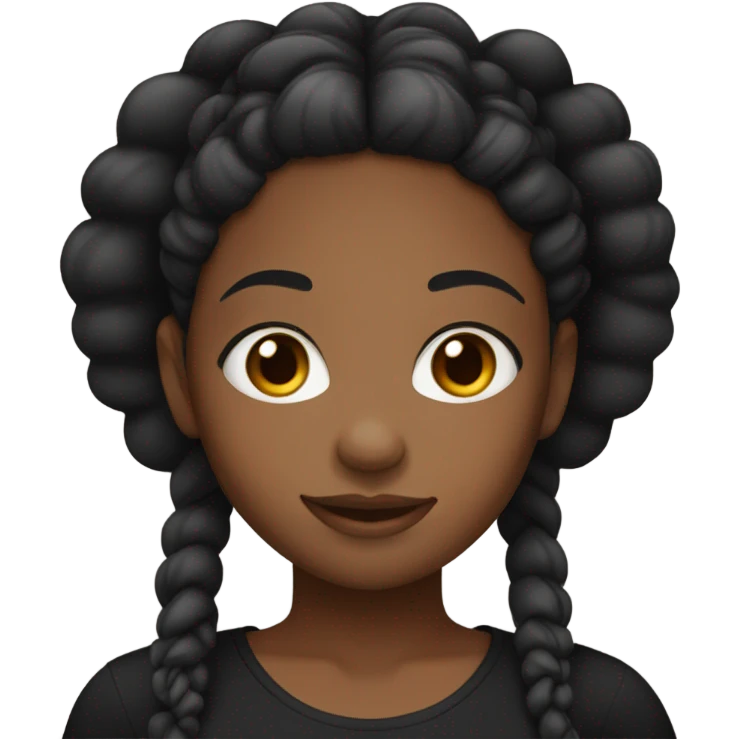 black girl with braids and a black top, brown eyes emoji