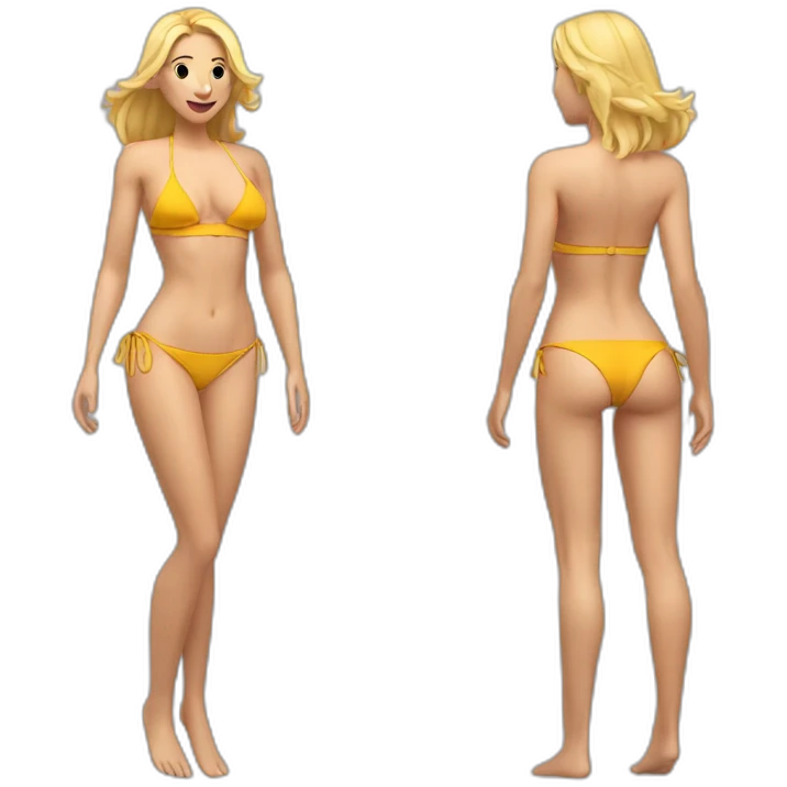 Slim-fit Caucasian woman bikini cute (beach body) bed emoji