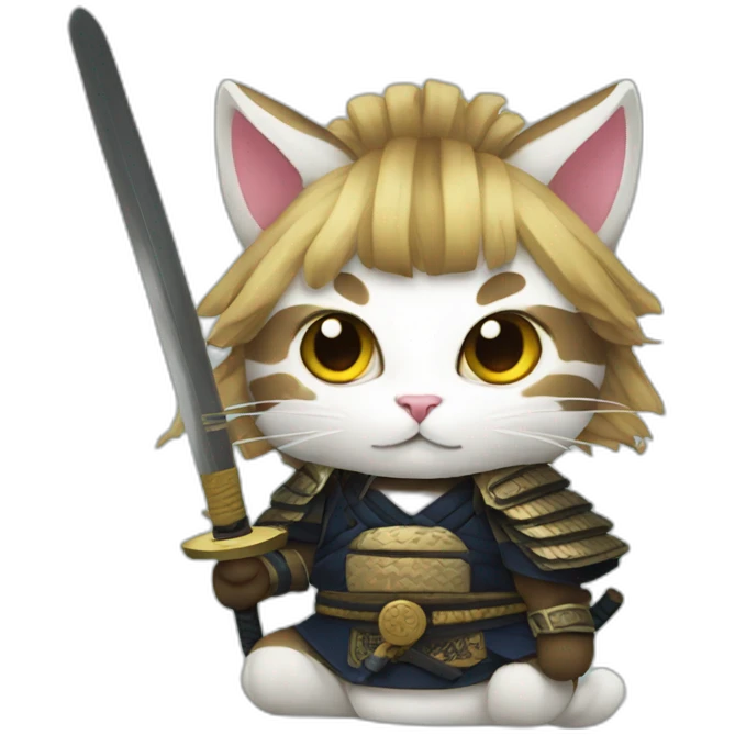 Cat samurai emoji