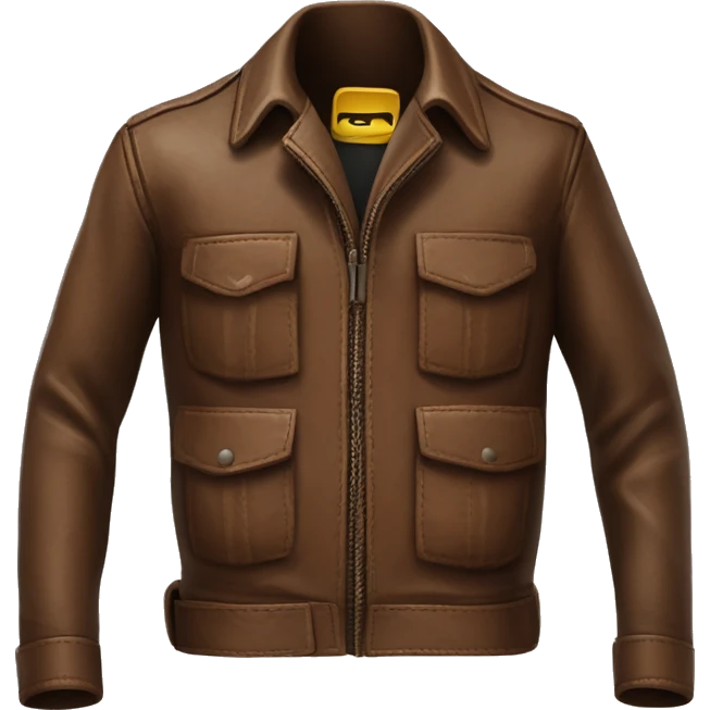 Create an emoji of an Indiana Jones-style brown leather jacket, with realistic details like pockets and straps. emoji