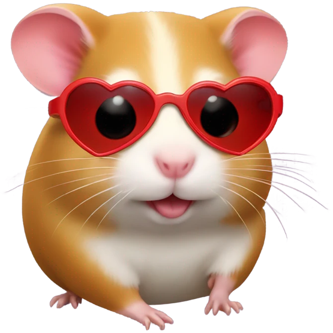 a hamster with red heart sunglasses  emoji