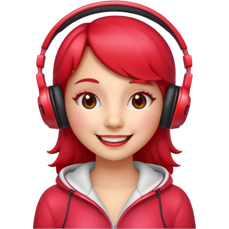 cartoon strawberry girly with headphones emoji