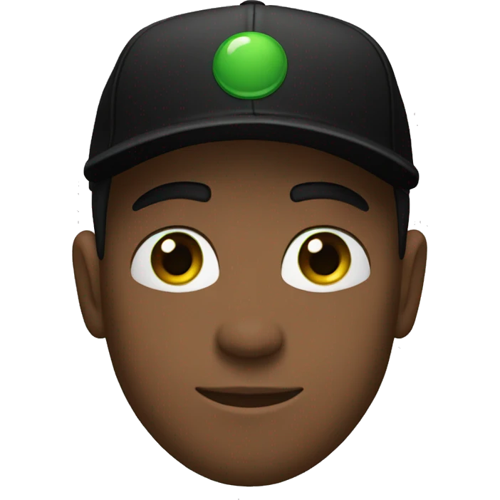 Green eyes man wearing a black t-shirt & black baseball cap  emoji