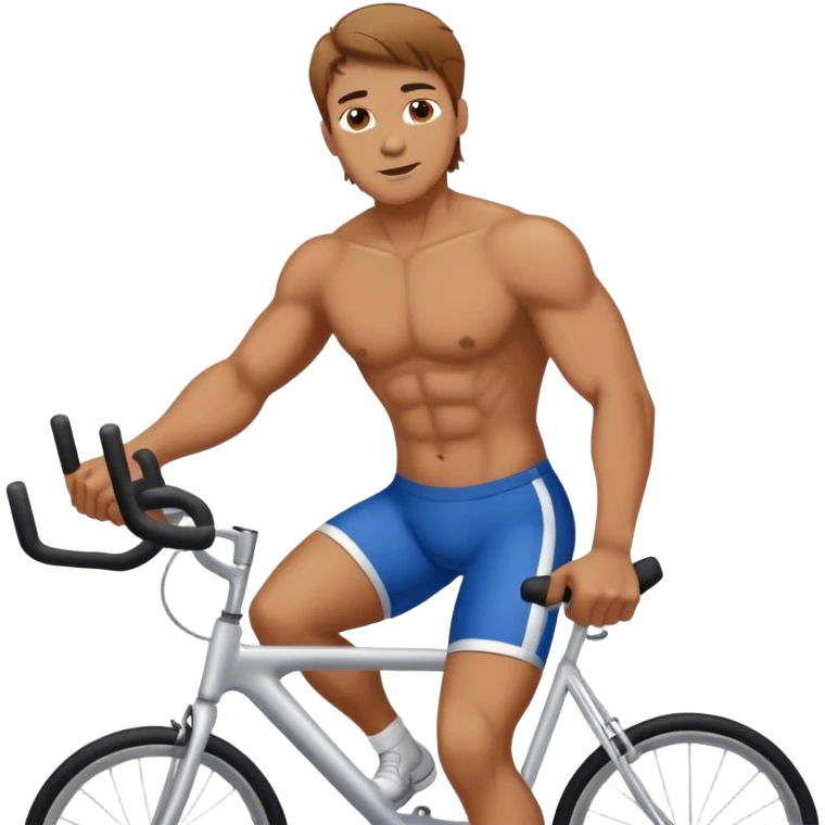 Man with light brown hair at the gym on bike  emoji