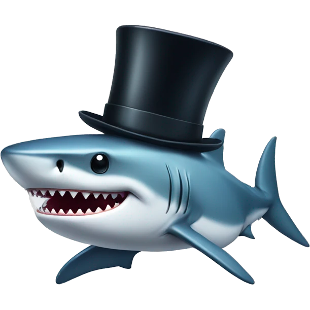Shark with a top hat emoji