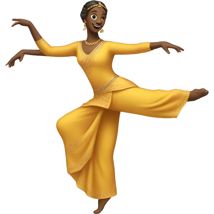a cheerful woman in a classical dance pose emoji