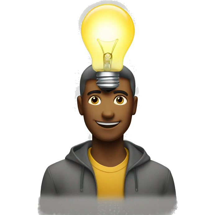 A glowing light bulb above a person's head, symbolizing a bright idea emoji