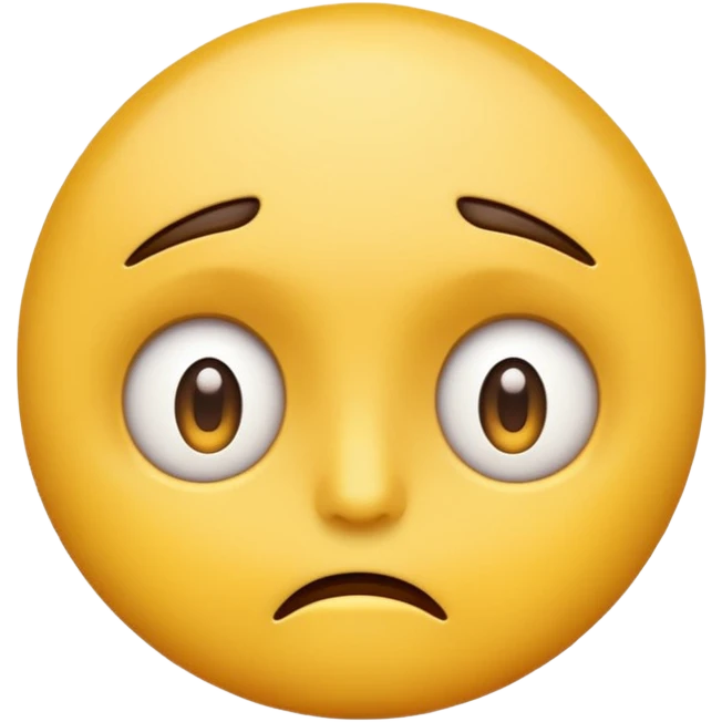 Baffled yellow emoji face, eyes open, one eyebrow raised emoji